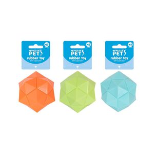 Squeaky Rubber Geo Ball Dog Toy - Assorted