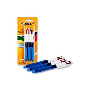 Bic 4 Colour Grip Ballpoint Pens 3 Pack