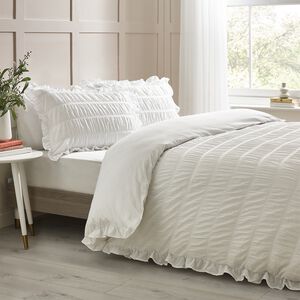 CATHERINE LANSFIELD SINGLE DUVET COVER Seersucker Frill White