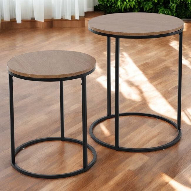 Set of 2 Side Tables Large - Pinewood Finish
