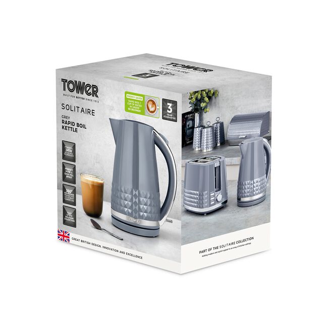 TOWER SOLITAIRE GREY 1.5L Kettle