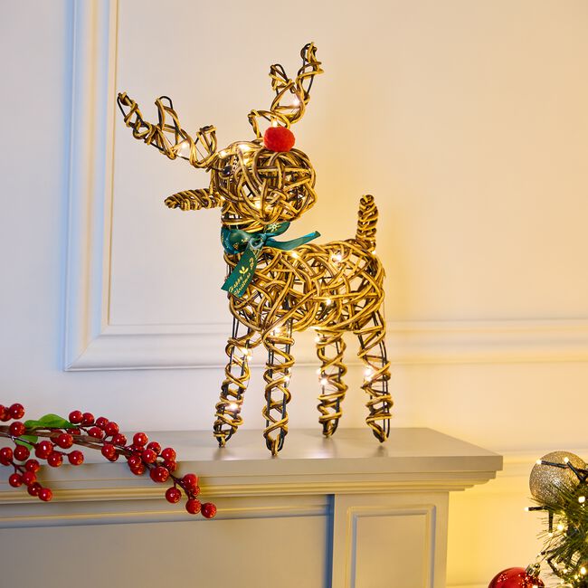 Wicker Baby Reindeer W/ Warm White LED
