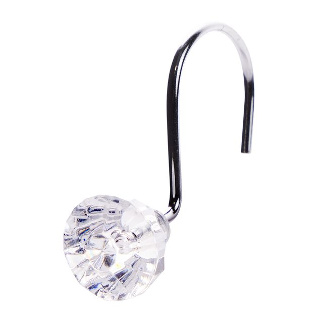 Crystal Chrome Shower Hooks - 12pk