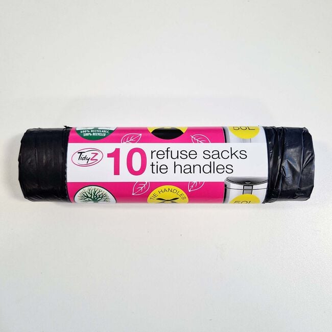 10 Pack 50L Refuse Tie Handle Sacks