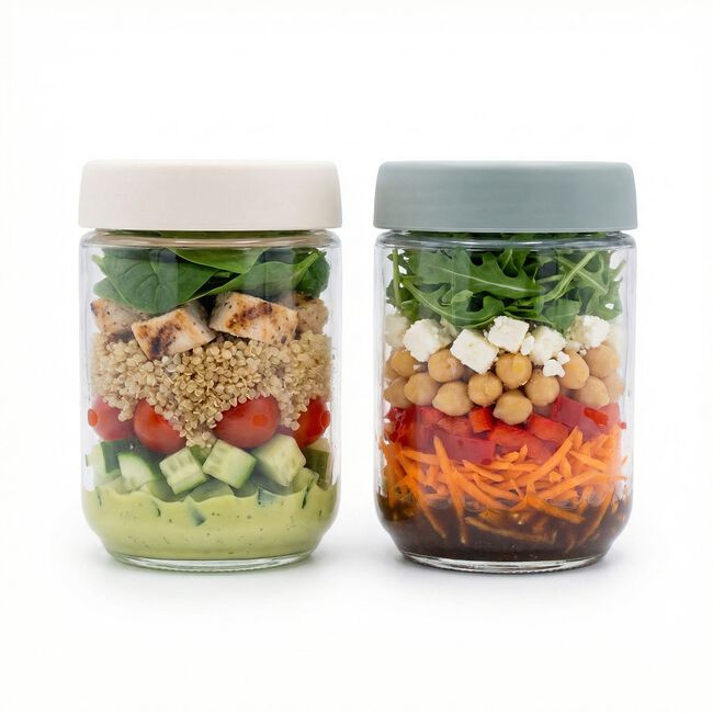 Melii Fluted 473ml Overnight Oats Glass Jars