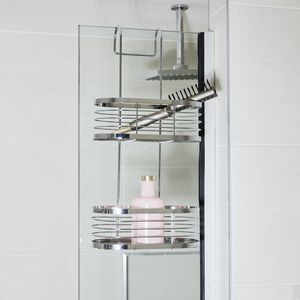CAUSEWAY BAY TWO TIER OVAL Chrome Hanging Shower Caddy