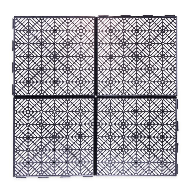 Set of 4 Black Interlocking Garden Tiles
