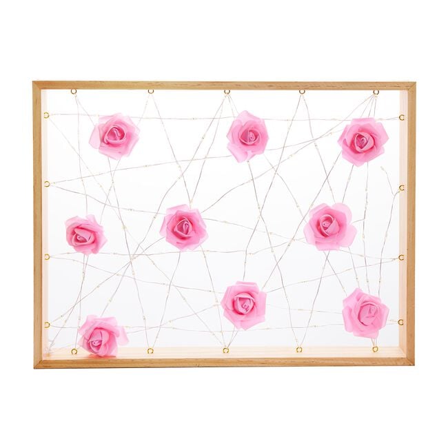 Light Up Pink Roses Wall Decoration