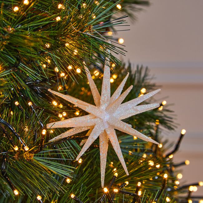 Glitter Icicle Star Tree Decoration - White