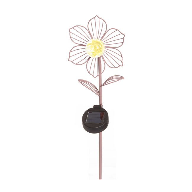60CM SOLAR METAL FLOWER Garden Stake Pink