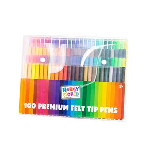 100 Pack Multicolour Premium Felt Tip Pens