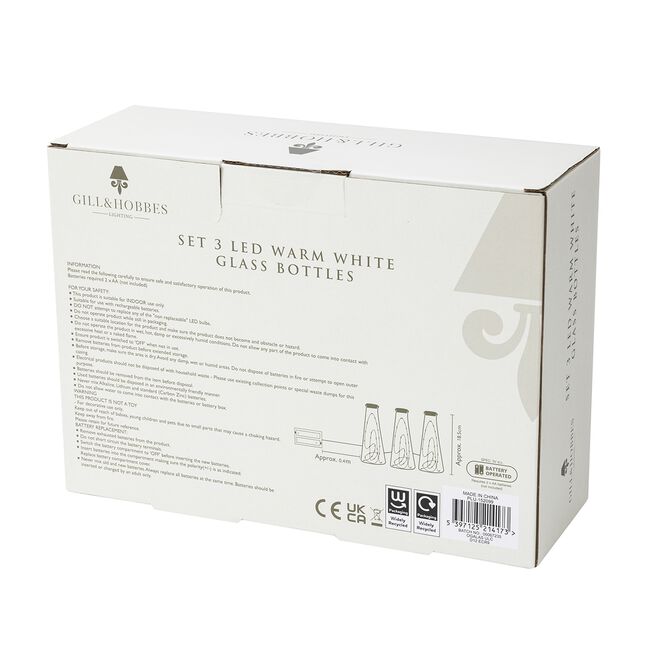 LED Warm White Glass Bottles Set