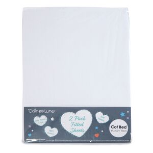 Clair De Lune White Cot Bed Fitted Sheet - 2 Pack