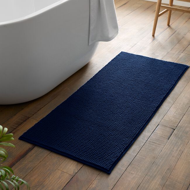 CATHERINE LANSFIELD EXTRA LONG BOBBLE BATH MAT NAVY