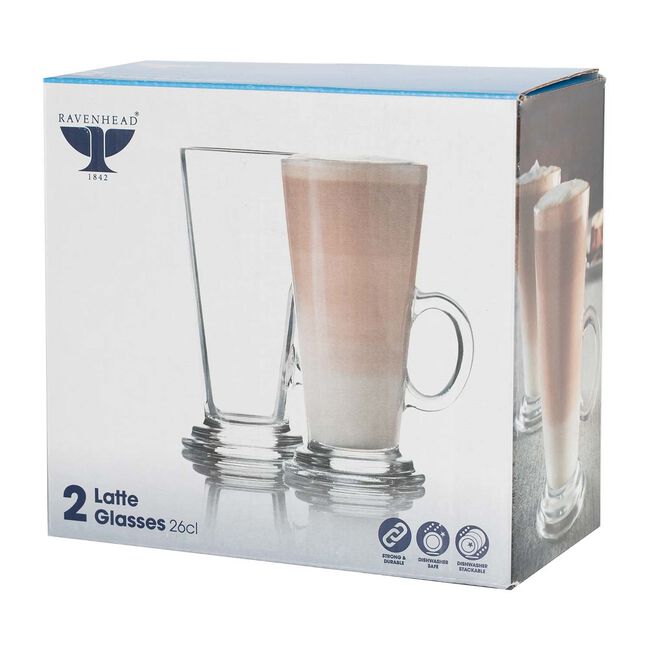 Entertain Glass Latte Coffee Cup 2 Pack