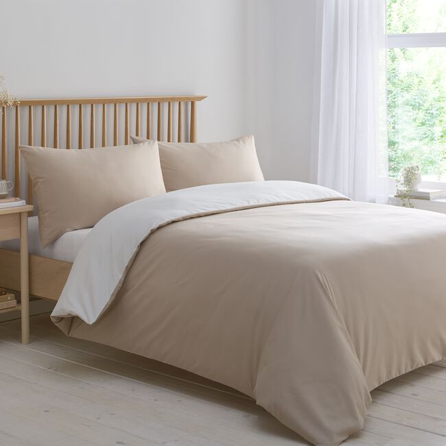 SINGLE DUVET COVER Luxury Percale Caramel/Cream