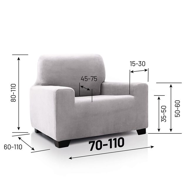 REGAL MILLS EASYSTRETCH VELVET SILVER Armchair Cover