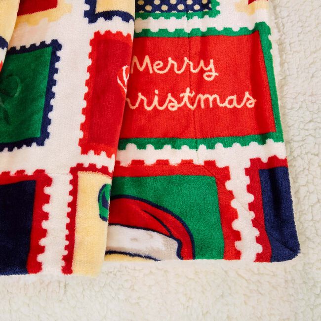 Ruane Festive Stamps Sherpa Throw 127cm x 152cm