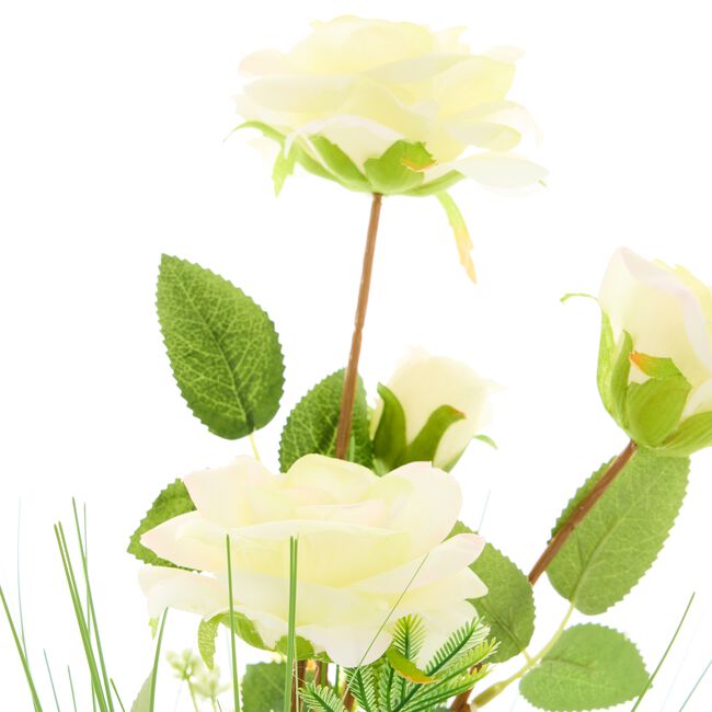 Floral Symphony White Roses Faux Bouquet