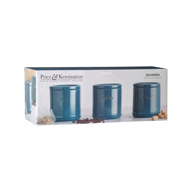 Price & Kensington Set Of 3 Canisters - Teal
