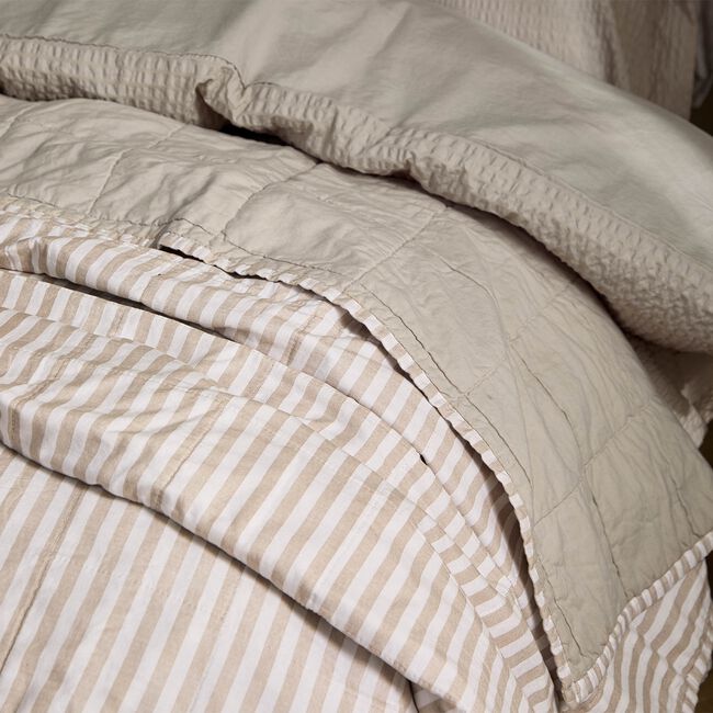 YARD HEBDEN STRIPE NATURAL/STONE 150x200cm Bedspread 