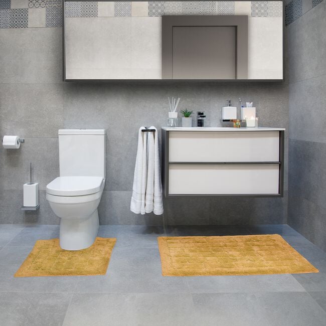 COTTON BRICK OCHRE 50x50 Pedestal Mat