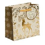 3 Gift Bags - Gold Reindeer