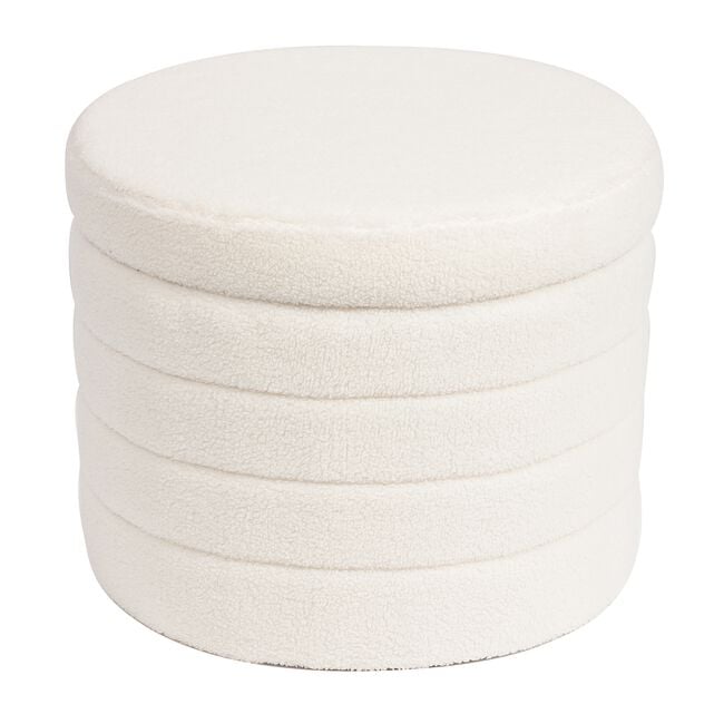 BOUCLE NATURAL FOLDING STORAGE Ottoman with Table