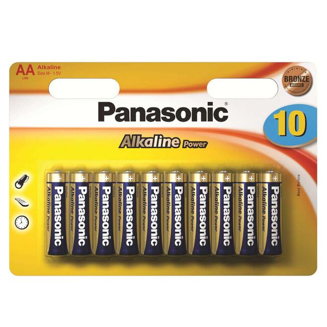 Panasonic Alkaline Power 10 Pack AA Batteries