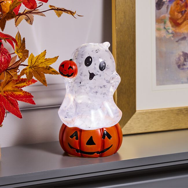 Swirling Glitter Ghost on Pumpkin