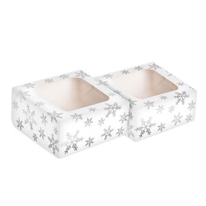 Silver Snowflake Square 2 Treat Boxes with Window