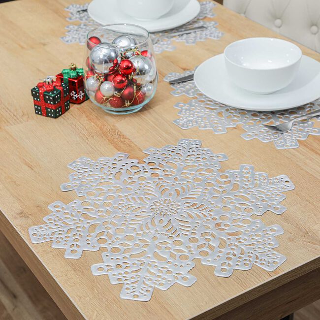 Snowflake Placemat Silver Home Store + More