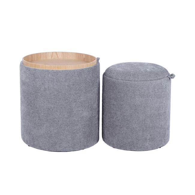 LARGE GREY OTTOMAN With Tray