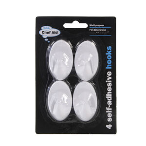Chef Aid Self-Adhesive Medium Hooks 4 Pack