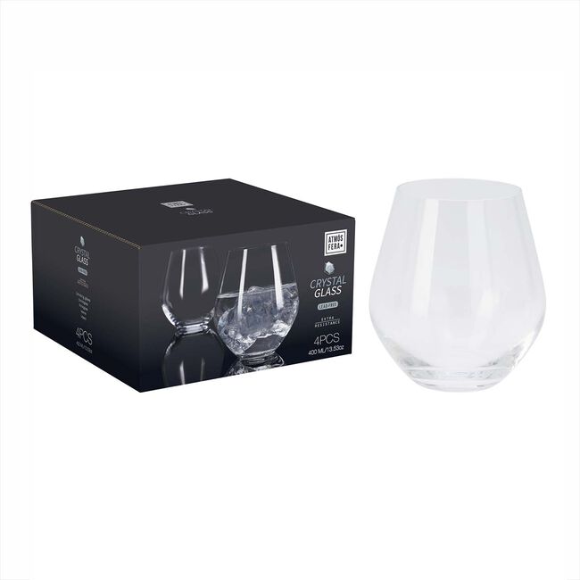 Crystal Water Glass Tumblers 400ml - 4 pack