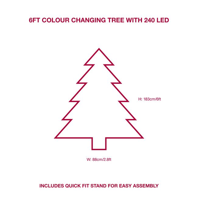 Multicolour 6ft Christmas Tree w/ Twinkling Lights