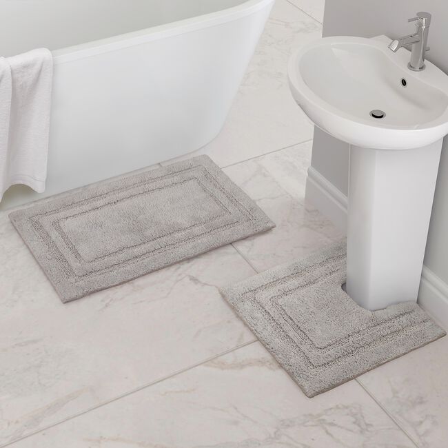 COTTON BORDER SILVER 50x50 Pedestal Mat