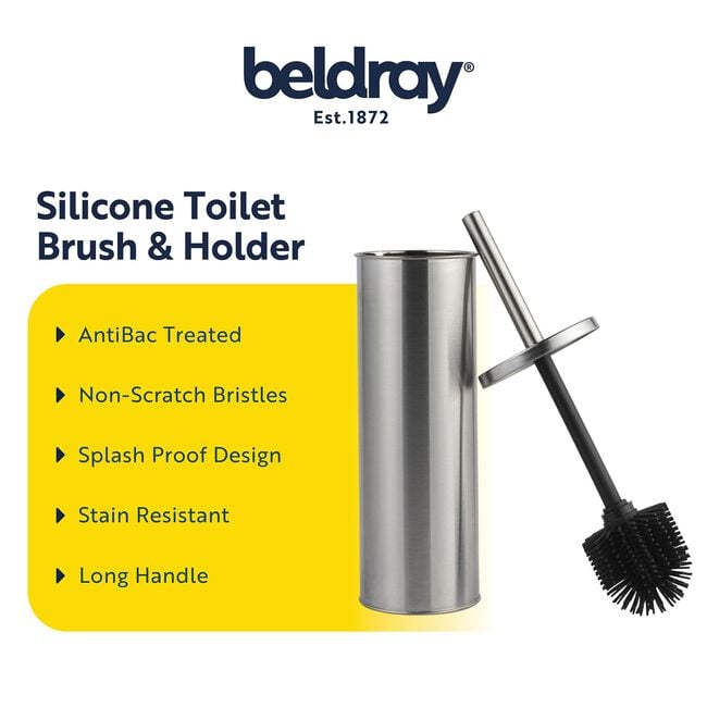 BELDRAY SILVER ROUND TOILET BRUSH With Silicone Head 