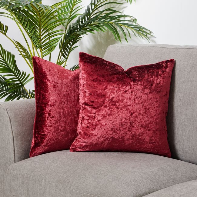 Velvet Crush Cushion Cover 2 Pack 45x45cm - Red