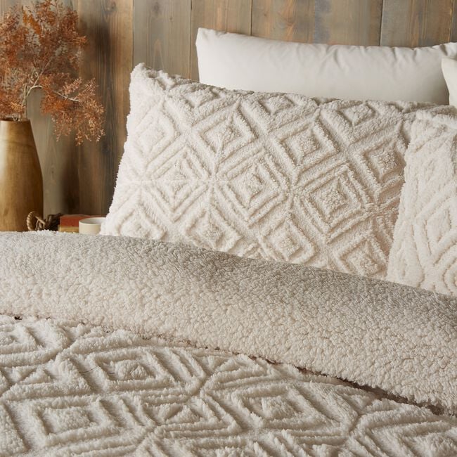 SINGLE DUVET COVER Fusion Geo Fleece Natural