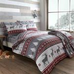 SINGLE DUVET COVER Brushed Cotton Fairisle Deer