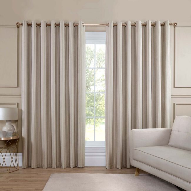 BLACKOUT & THERMAL STRIPE SAND 66x54 Curtain