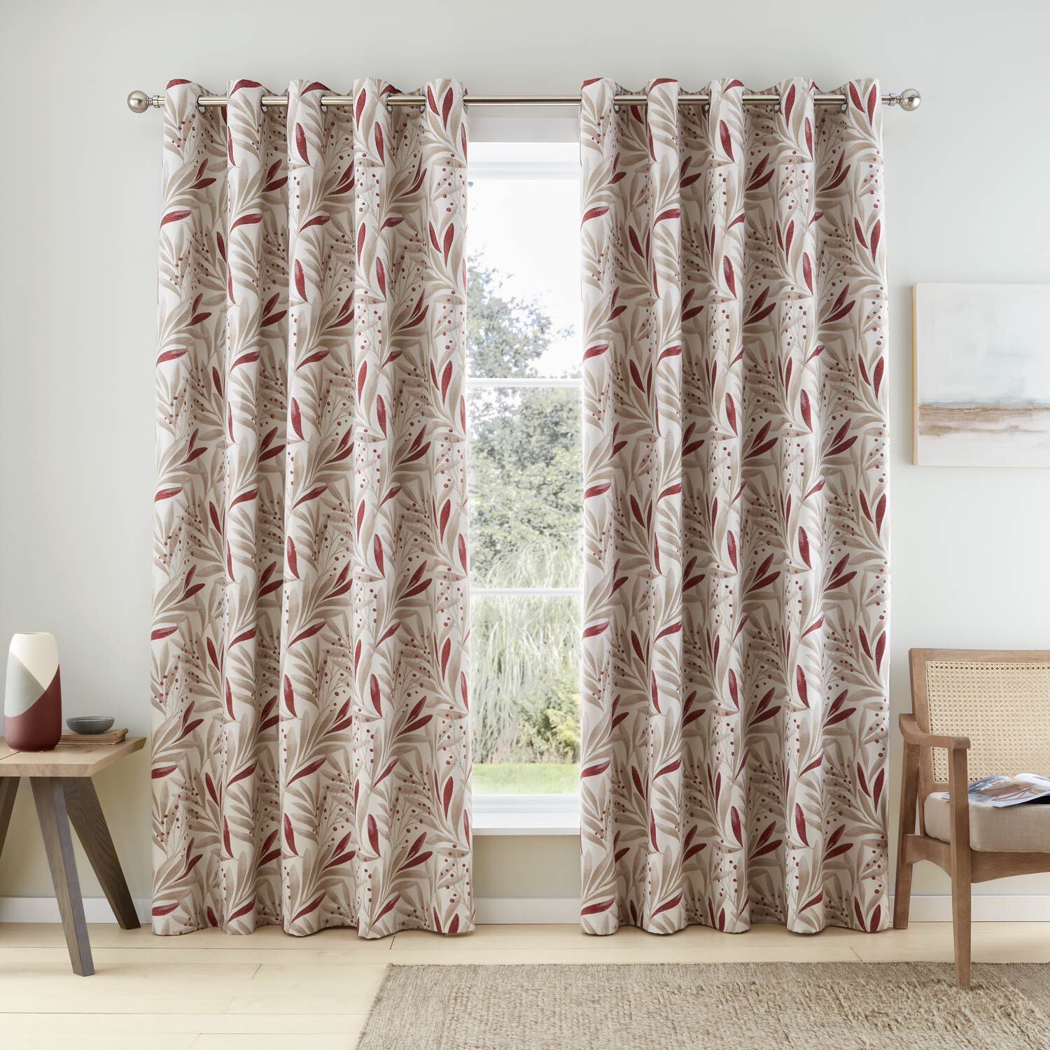 Berry Leaf Red Curtains Home More