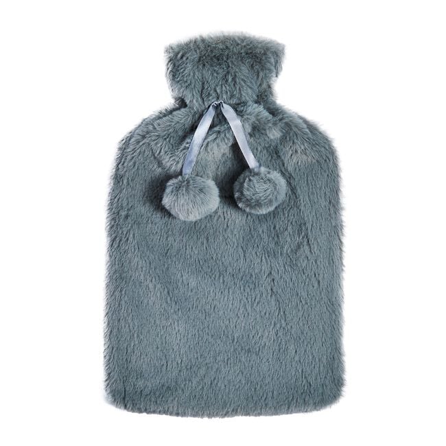 Grey Faux Fur Hot Water Bottle 
