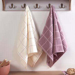 Check Kitchen Tea Towel 2 Pack - Heather