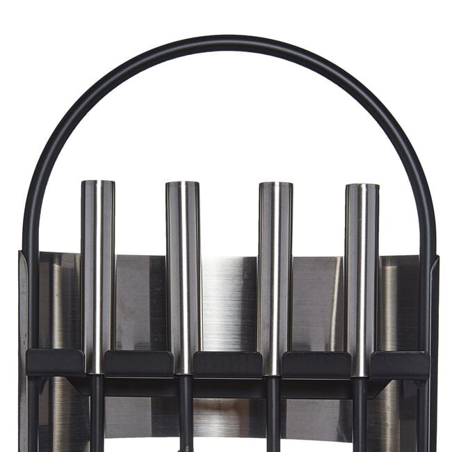 Silver Flame Fireplace Set 