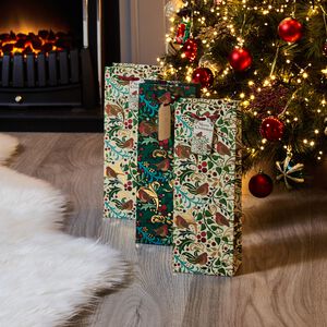 3 Christmas Bottle Bags - Green Robin