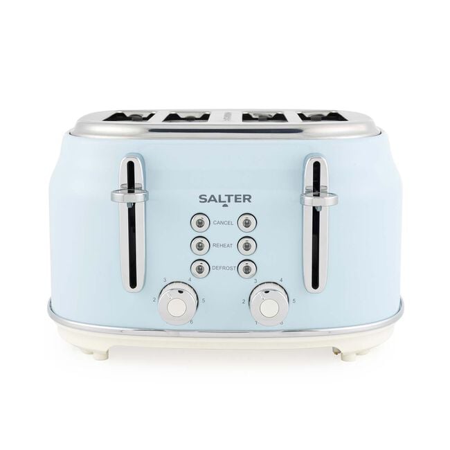 SALTER RETRO BLUE CURVED BODY 4 Slice Toaster