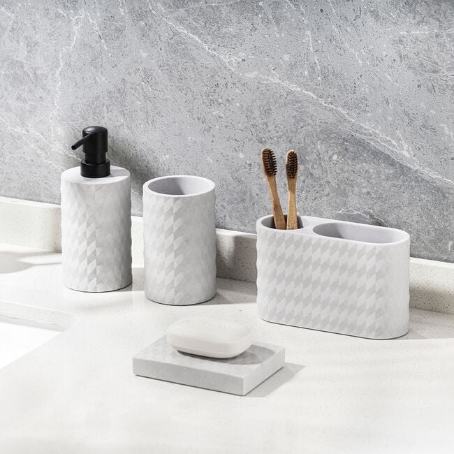 Cool Grey Chequered Soap Dispenser