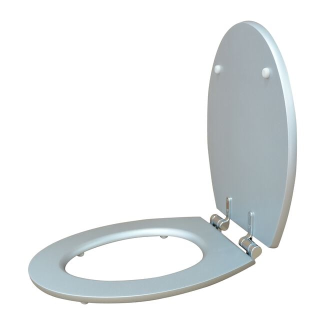 Silver Brushed Slow Closing Toilet Seat